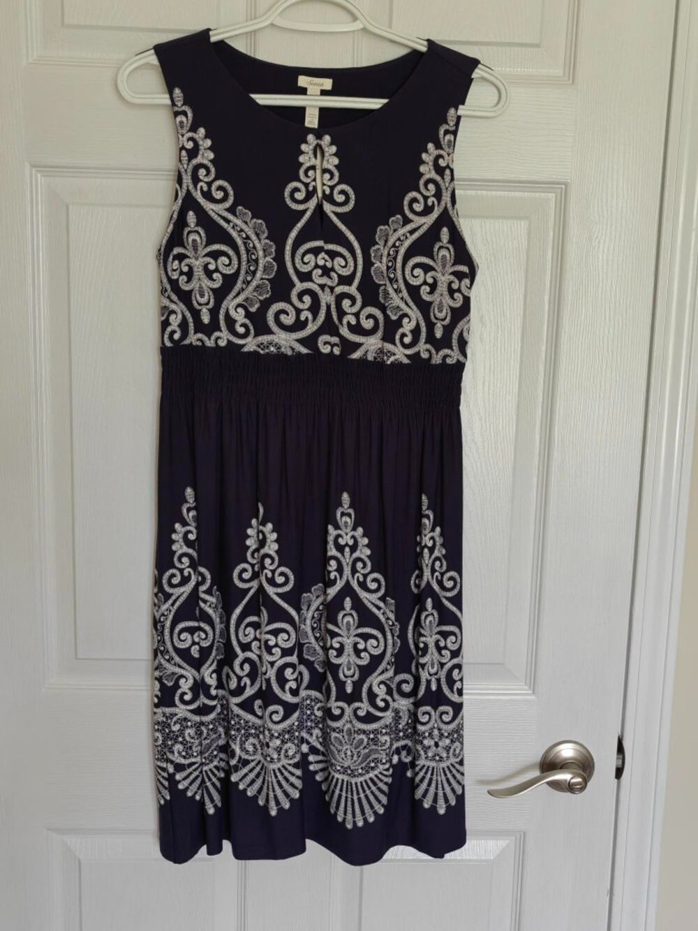 Sleeveless Soma navy and white dress NWT